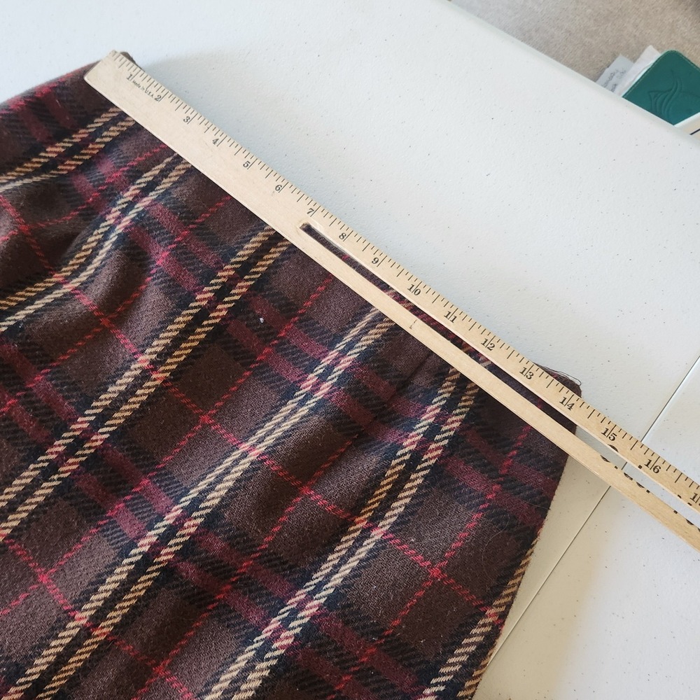 Vintage Worthington Fringed Plaid Flannel Blanket Maxi Skirt 8 Wool Blend Preppy - Picture 7 of 11